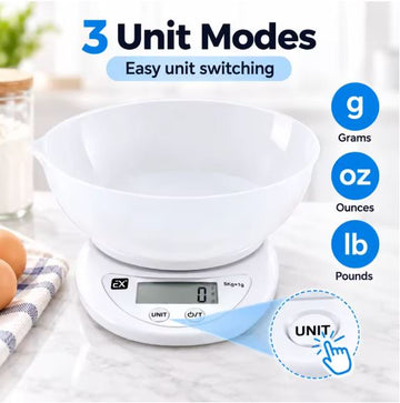 Electronic Kitchen Scale with Removable Bowl, 5 kg