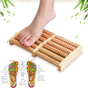 Natural Wooden Foot Roller Massager | Manual Reflexology Therapy Tool