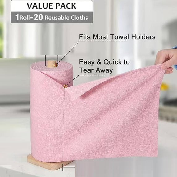 Reusable Microfiber Cloth Roll β 1 Roll Includes 20 Pcs | Multi-Color