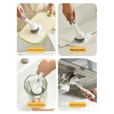 Rotating Long Handle Soap Dispensing Kitchen Brush