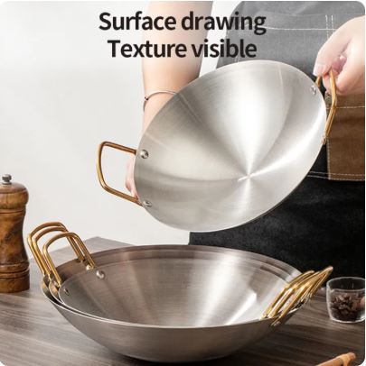Steel Wok Frying Pan with Dual Handles