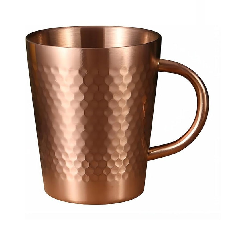 Stainless Steel Hammered Texture Glass with Handle - Coffee Cup