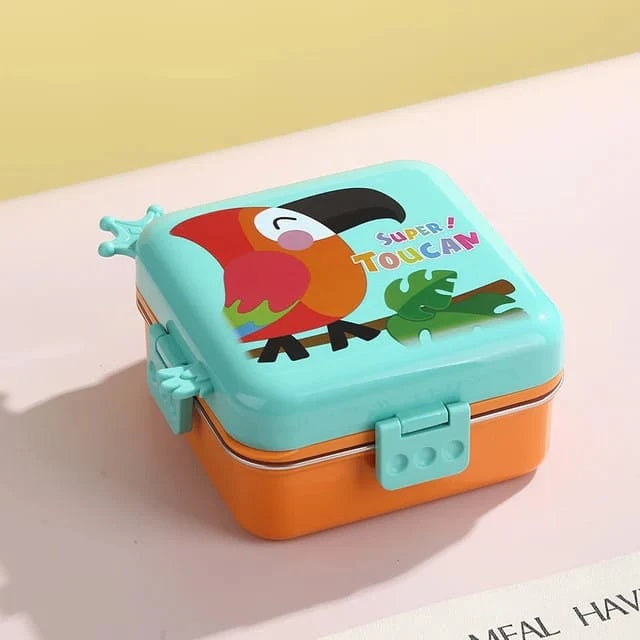 Parrot Themed 3 Compartment Stainless Steel Bento Box