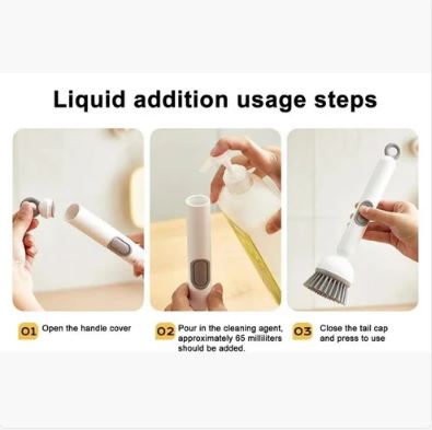 Rotating Long Handle Soap Dispensing Kitchen Brush