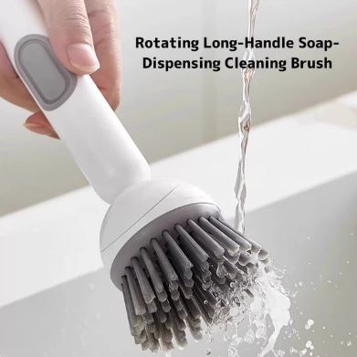 Rotating Long Handle Soap Dispensing Kitchen Brush