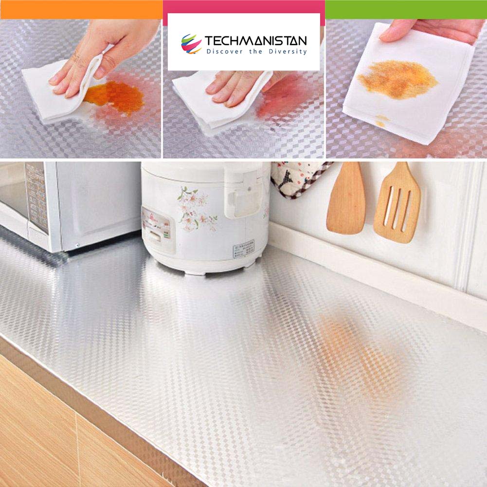 Kitchen Self Adhesive Oil Proof Waterproof Aluminum Foil Stove Oven Sticker Sheet - Techmanistan in Pakistan