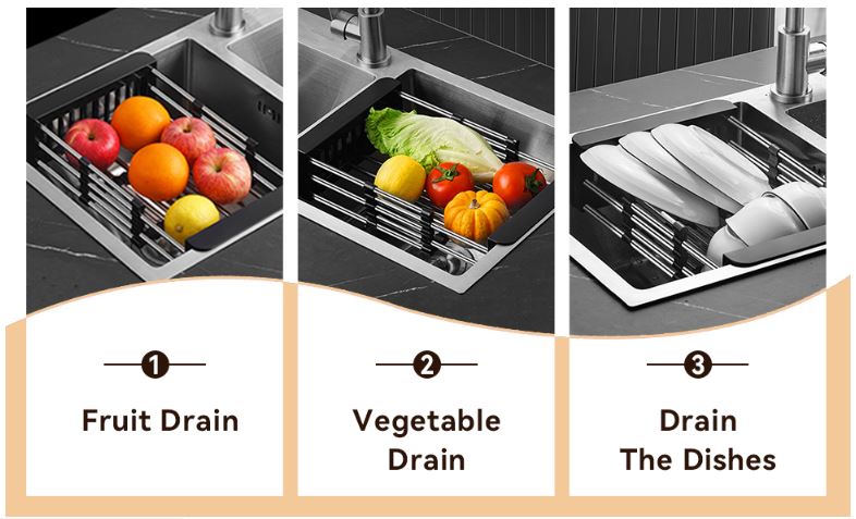 Retractable Stainless Steel Dish Drainer – Adjustable Over Sink Drying Rack