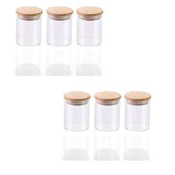 Pack of 6 - 250ml Airtight Glass Jar with Bamboo Lid