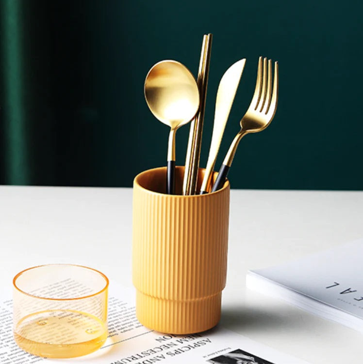 Self Draining Ceramic Chopsticks Cutlery Holder Techmanistan