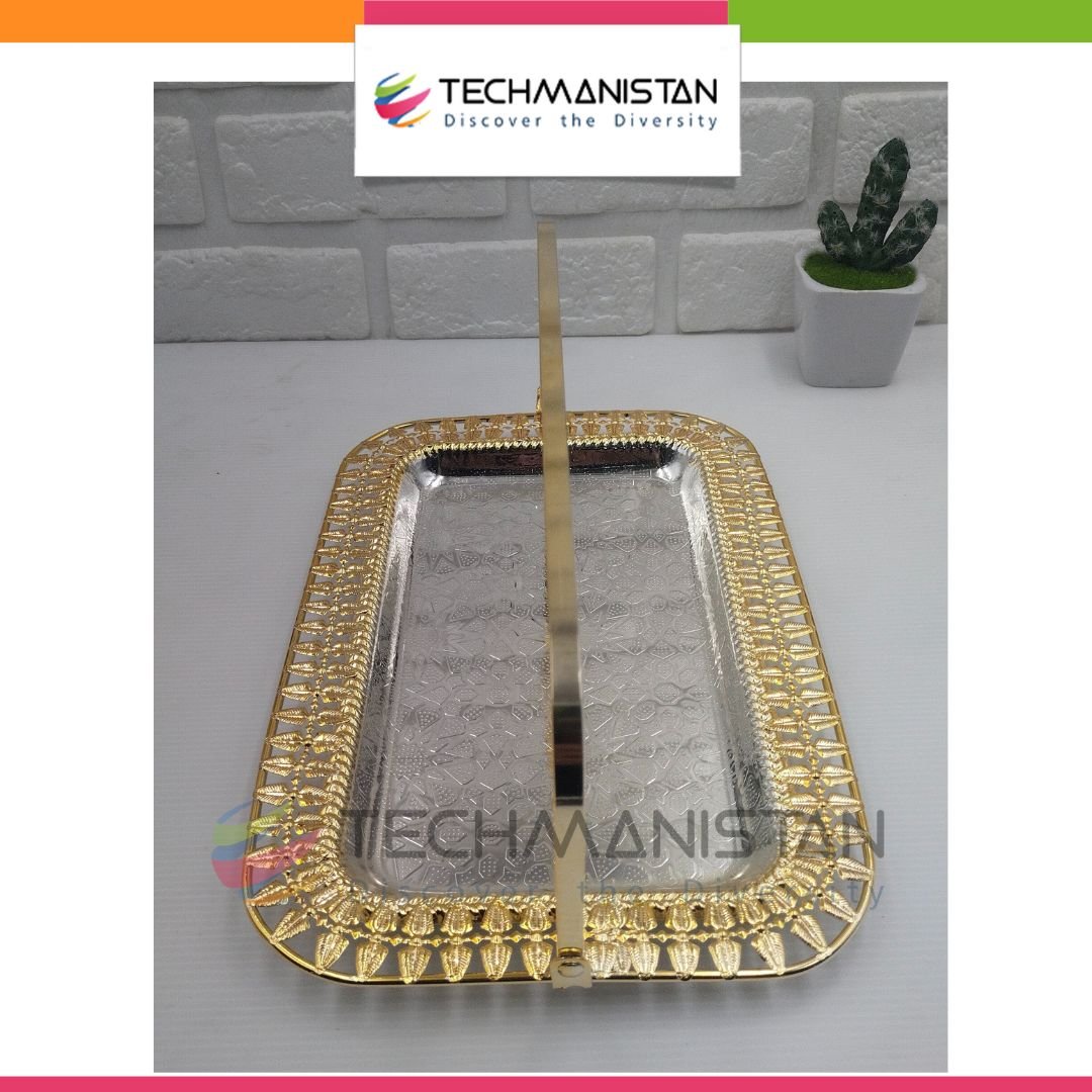 Metal Alloy Serving Tray with Handle - Techmanistan in Pakistan