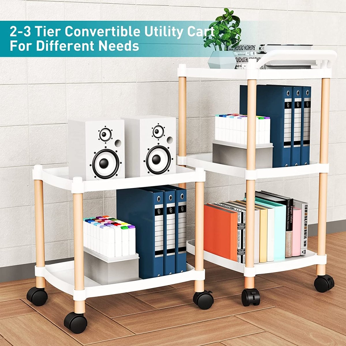 Multipurposed 3/4 Tier Rolling Cart with Wheels, Serving Cart with Handle Bar, Heavy Duty Shelving Unit Utility Storage Shelves Trolley, Storage Cart - Techmanistan in Pakistan