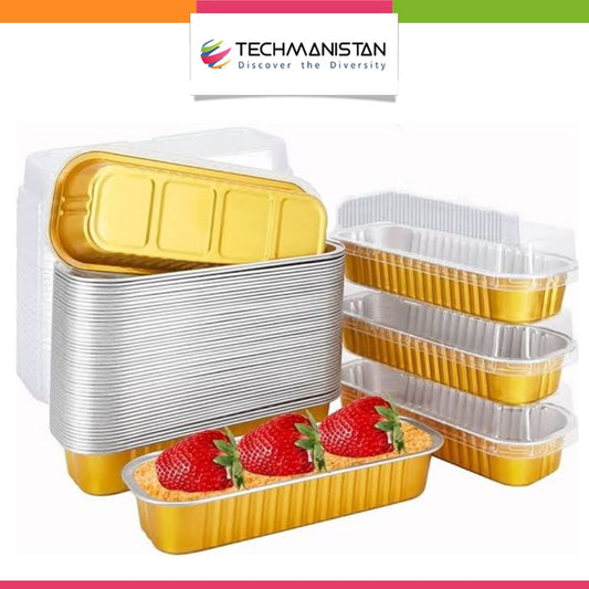 Pack of 5 - Disposable Baking Tins Foil Pans With Lids - Techmanistan