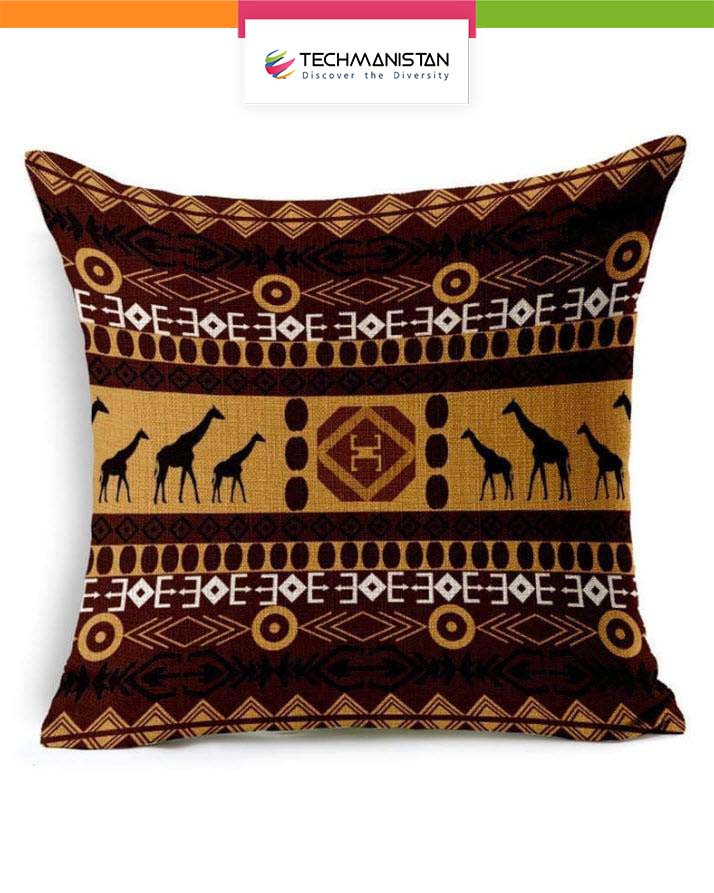 Pack Of 5 - Ethnic Design Cushions - Multicolor cushion covers Without Filling, Cushioncover for Sofa Designer Fancy Geometric pillows printed set - Techmanistan in Pakistan