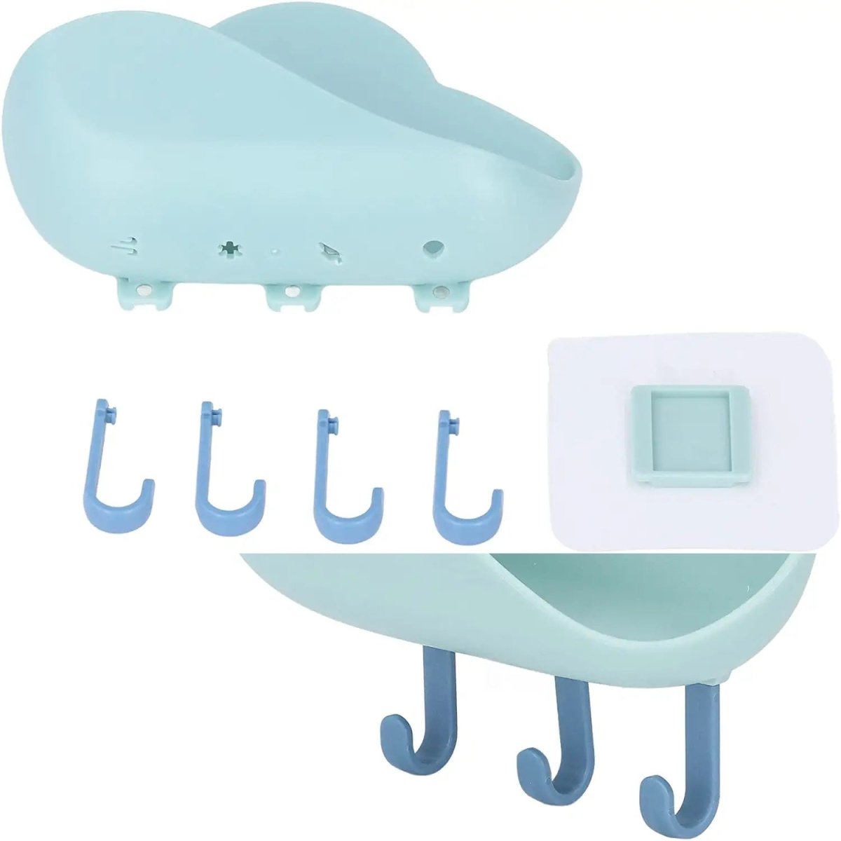 Random Color - Strong Adhesive Cloud Hooks, Cloud Soap Holder With Hooks, Wall Hanging Key Holder, Cloud Key Holder, Cloud Stand, Wall Mounted Soap Box Cloud Shape Hooks Punch Free Storage Box, Hanging Kitchen Hooks, Wall Hooks - Techmanistan in Pakistan