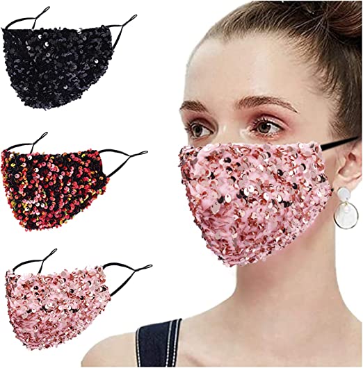 Random Color - Washable And Reusable Sequin Face Mask, Fashion Mask, Face Mask - Techmanistan in Pakistan