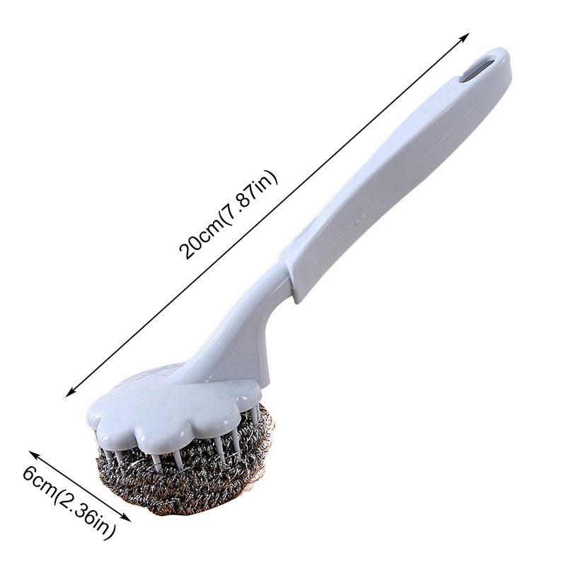 Random Color - Wire Ball With Long Handle, Stainless Steel Long Handle Wire Ball Brush, Steel Scotch Brite With Handle Kitchen Hanging Cleaning Brush Washing Tool - Techmanistan in Pakistan