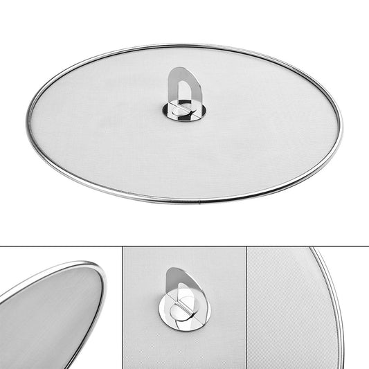 Fine Mesh Splatter Screen with Fold-Flat Knob – 29cm Stainless Steel Oil Splash Guard