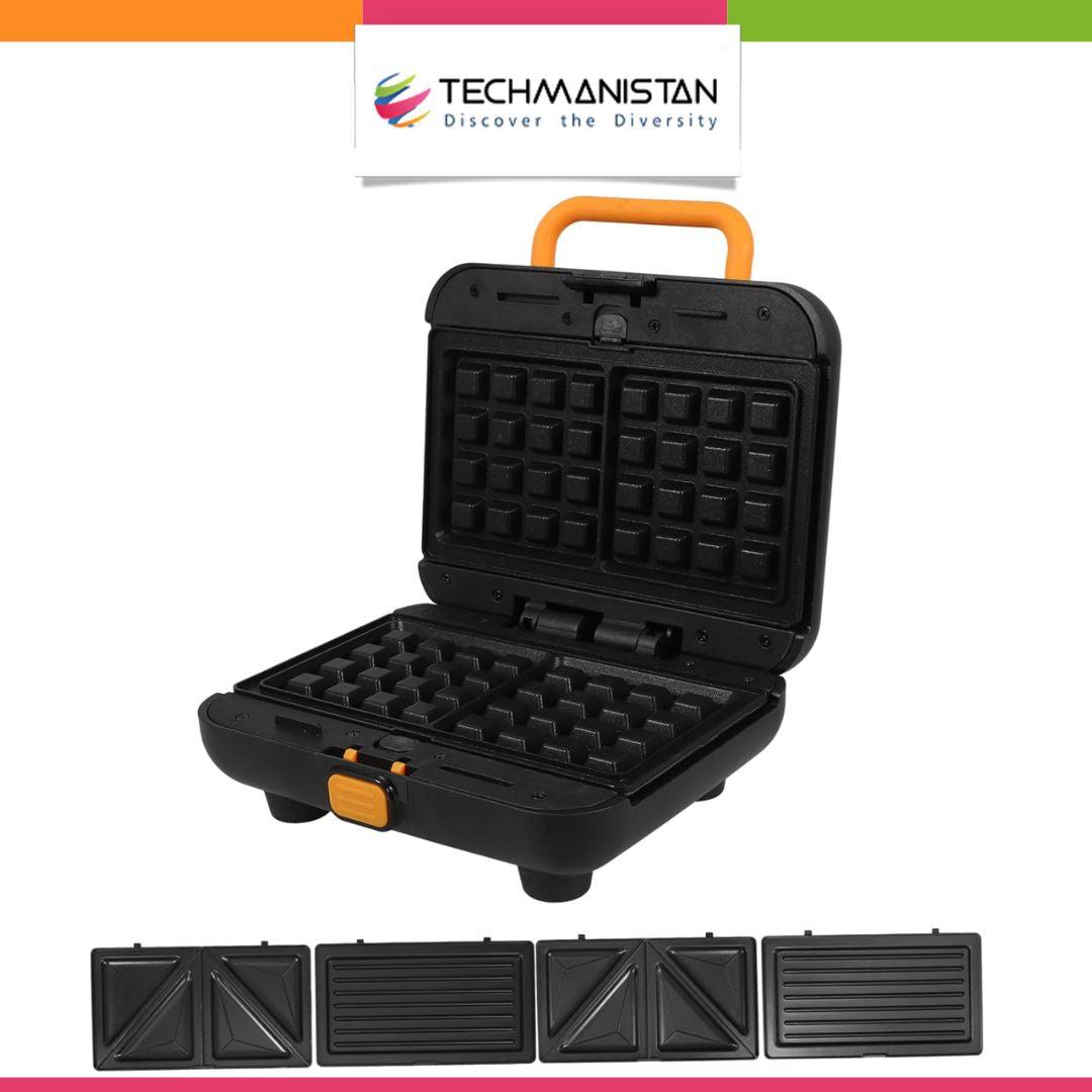 Sandwich Waffle Maker with 3 - in - 1 Attachments - Techmanistan in Pakistan