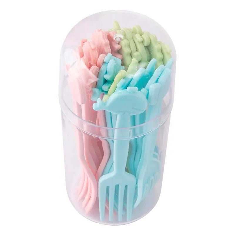 Set of 20 - Colorful Plastic Forks with Box - Techmanistan in Pakistan