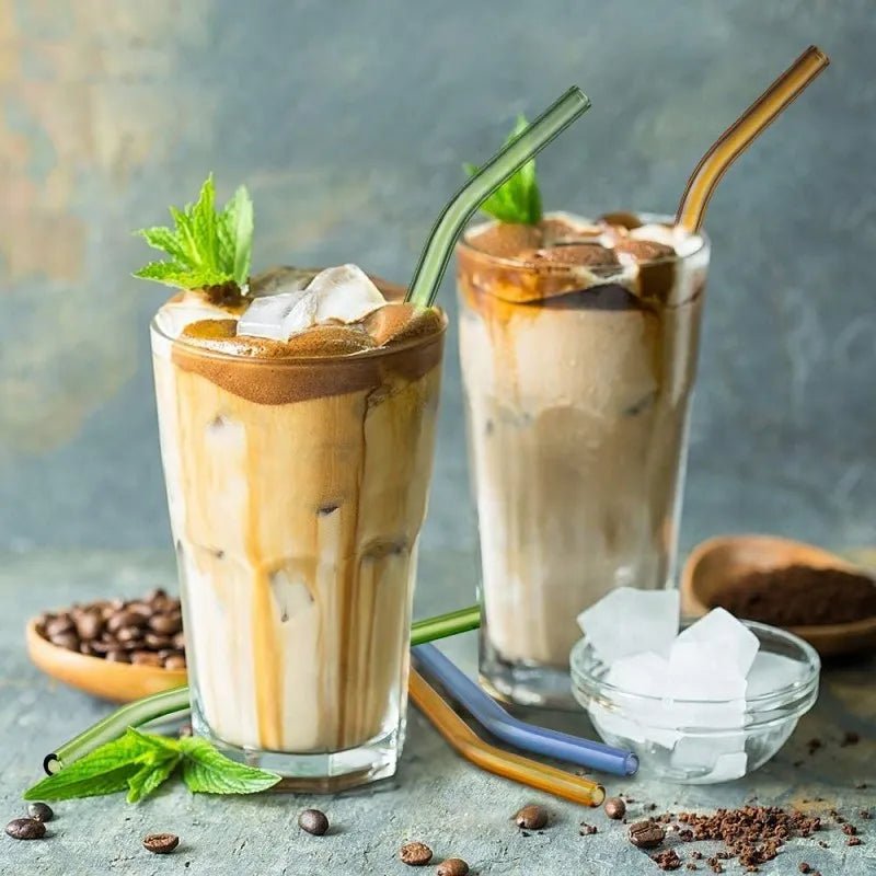 Set of 4 - Reusable Glass Straws With Cleaning Brush - Techmanistan in Pakistan
