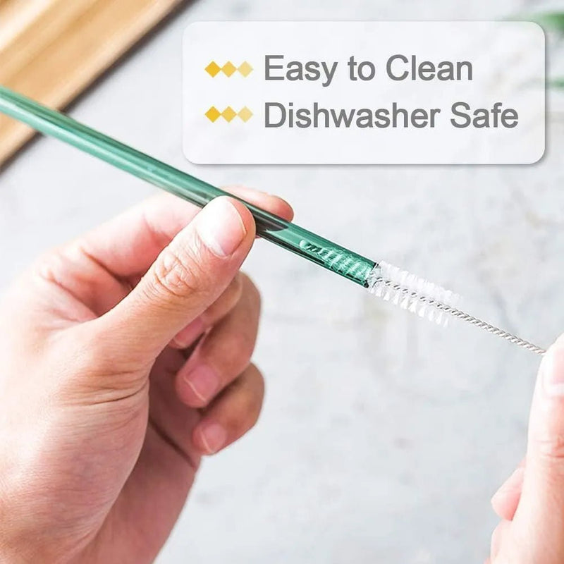 Set of 4 - Reusable Glass Straws With Cleaning Brush - Techmanistan in Pakistan