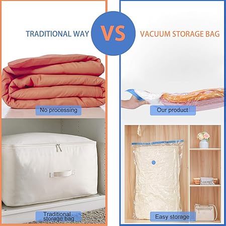Set of 5 Vacuum Storage Bags for Clothes, Duvets, Pillows, and Bedding Space Saver - Techmanistan in Pakistan