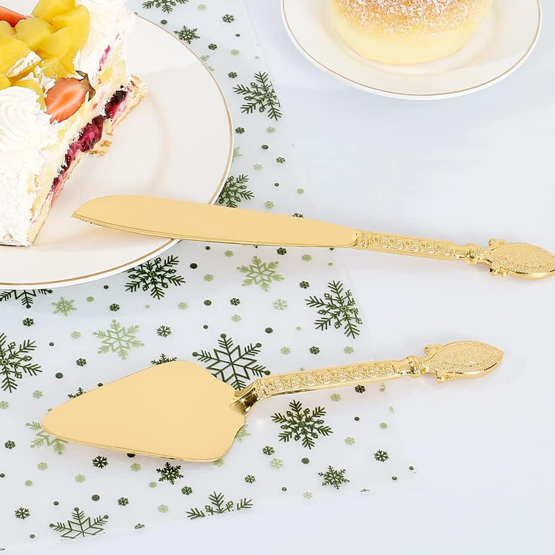 Set of Gold Wedding Cake Cutting Knife & Server Set - Techmanistan in Pakistan