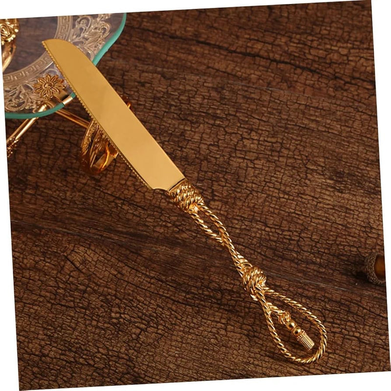 Set of Gold Wedding Cake Cutting Knife & Server Set - Techmanistan in Pakistan