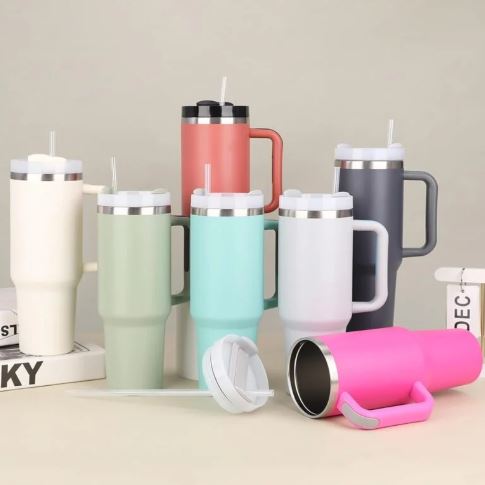 Stainless Steel 1250ml Tumbler with Straw and Handle - Techmanistan in Pakistan