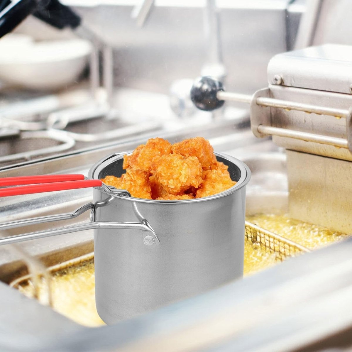 Stainless Steel Deep Fryer with Strainer Basket - Techmanistan in Pakistan