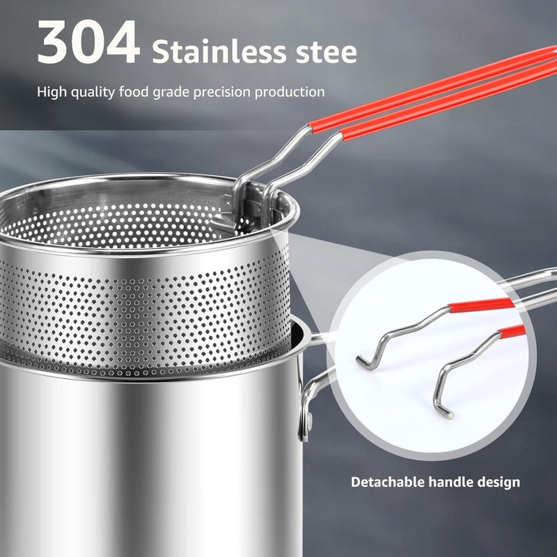 Stainless Steel Deep Fryer with Strainer Basket - Techmanistan in Pakistan