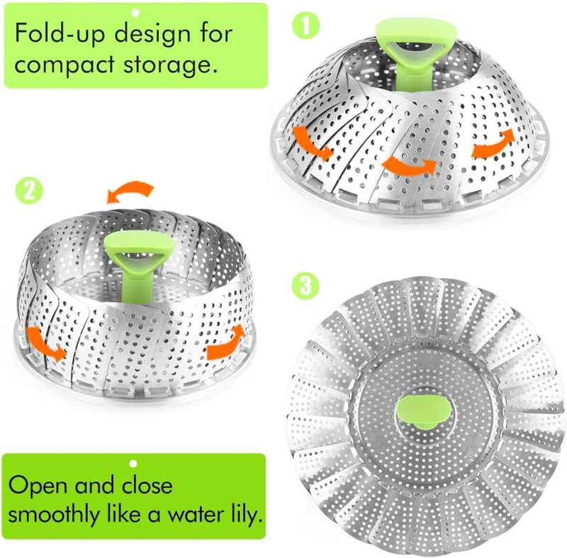 Stainless Steel Folding Collapsible Steamer Basket - Techmanistan in Pakistan