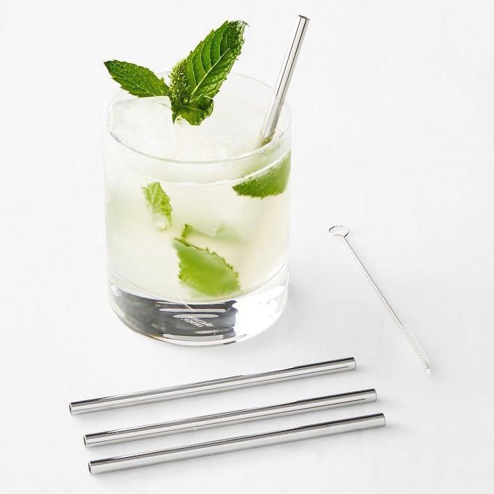 Stainless Steel Reusable Drinking Straws With Cleaning Brush - Techmanistan in Pakistan