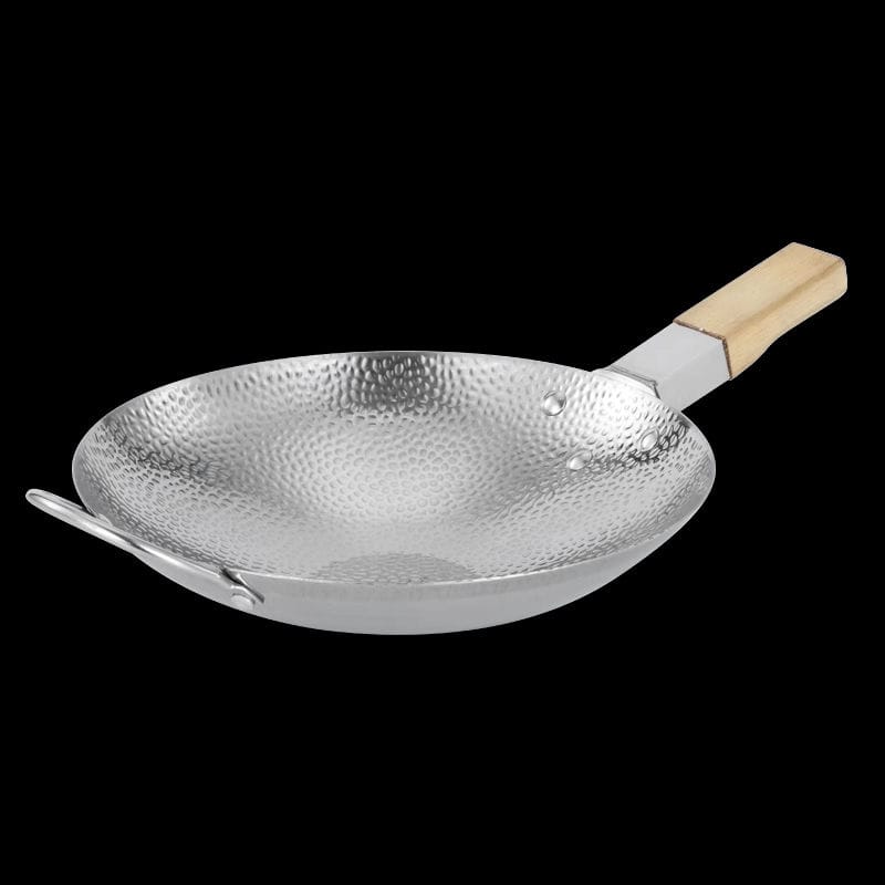 Stainless Steel Wok Karahi with Wooden Handle - Techmanistan in Pakistan