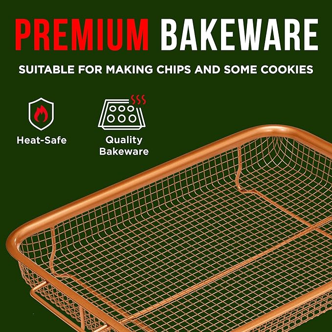 Premium Non-Stick Air Fryer Baking Tray with Mesh Basket