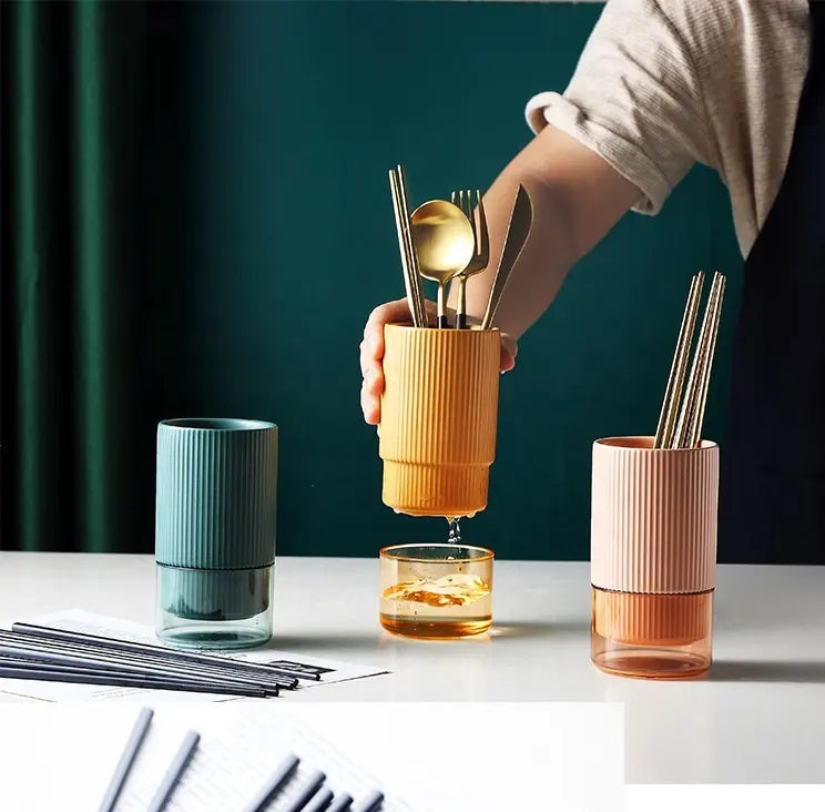 Self Draining Ceramic Chopsticks Cutlery Holder Techmanistan