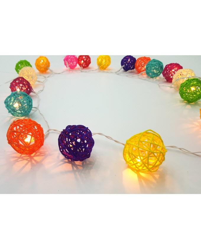 Pack of 20 - Hanging Decoration Rattan Light Balls