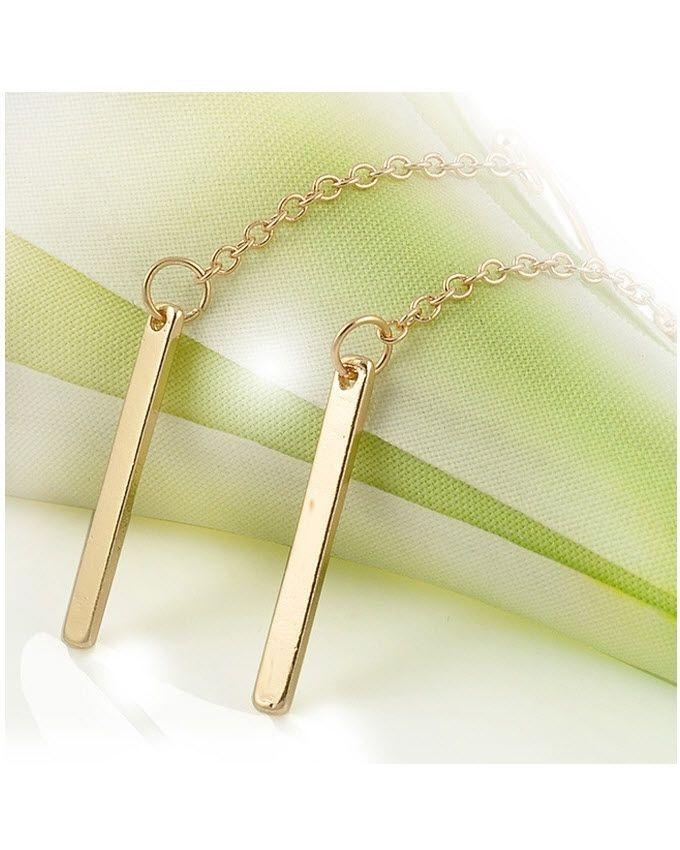 Metal Bar Ear Drop Earrings--Techmanistan-My Store