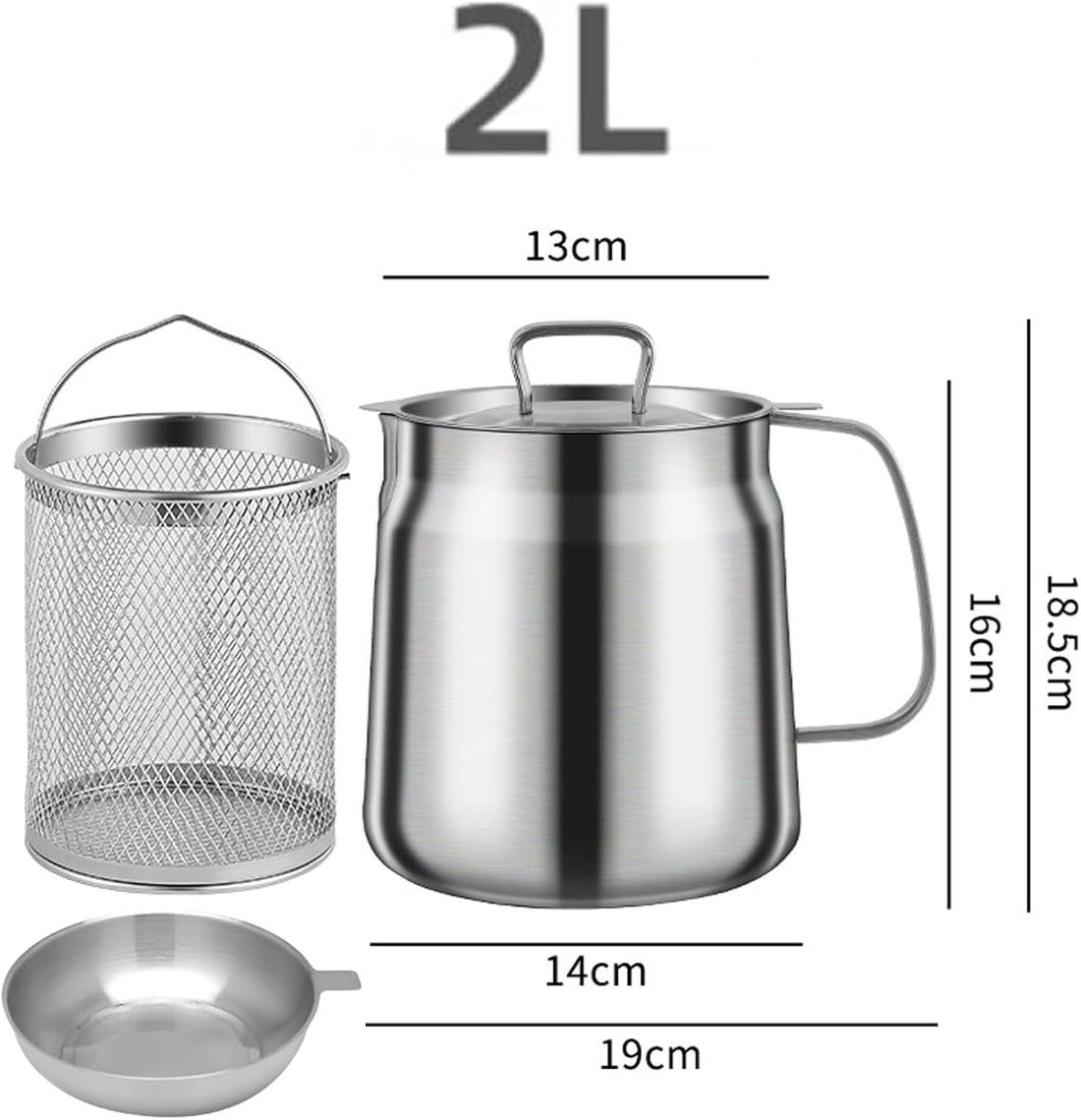 Oil Filter Pot with Strainer and Frying Basket with Free Peeler