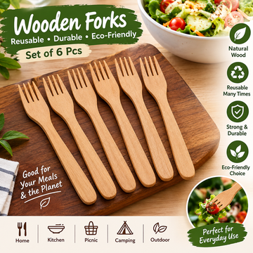 6 Piece Reusable Bamboo Forks
