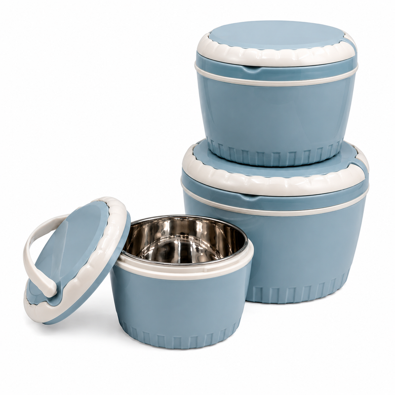 3PC Stainless Steel Interior Insulated Luxury Food Warmer Set
