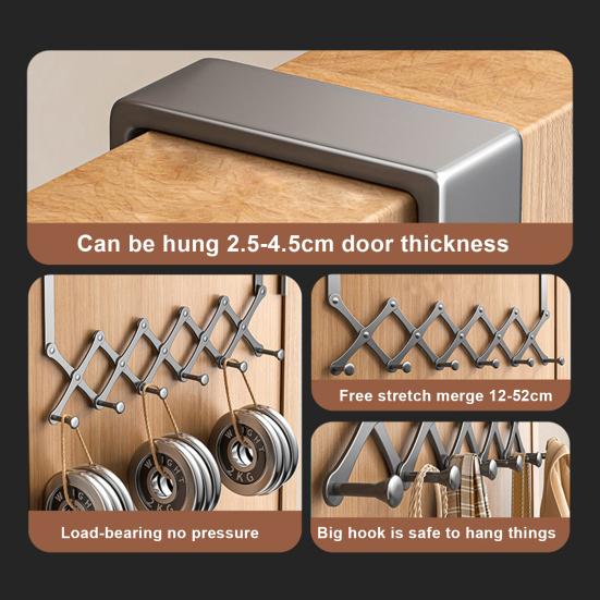 Retractable Over The Door Hook Organizer Rack