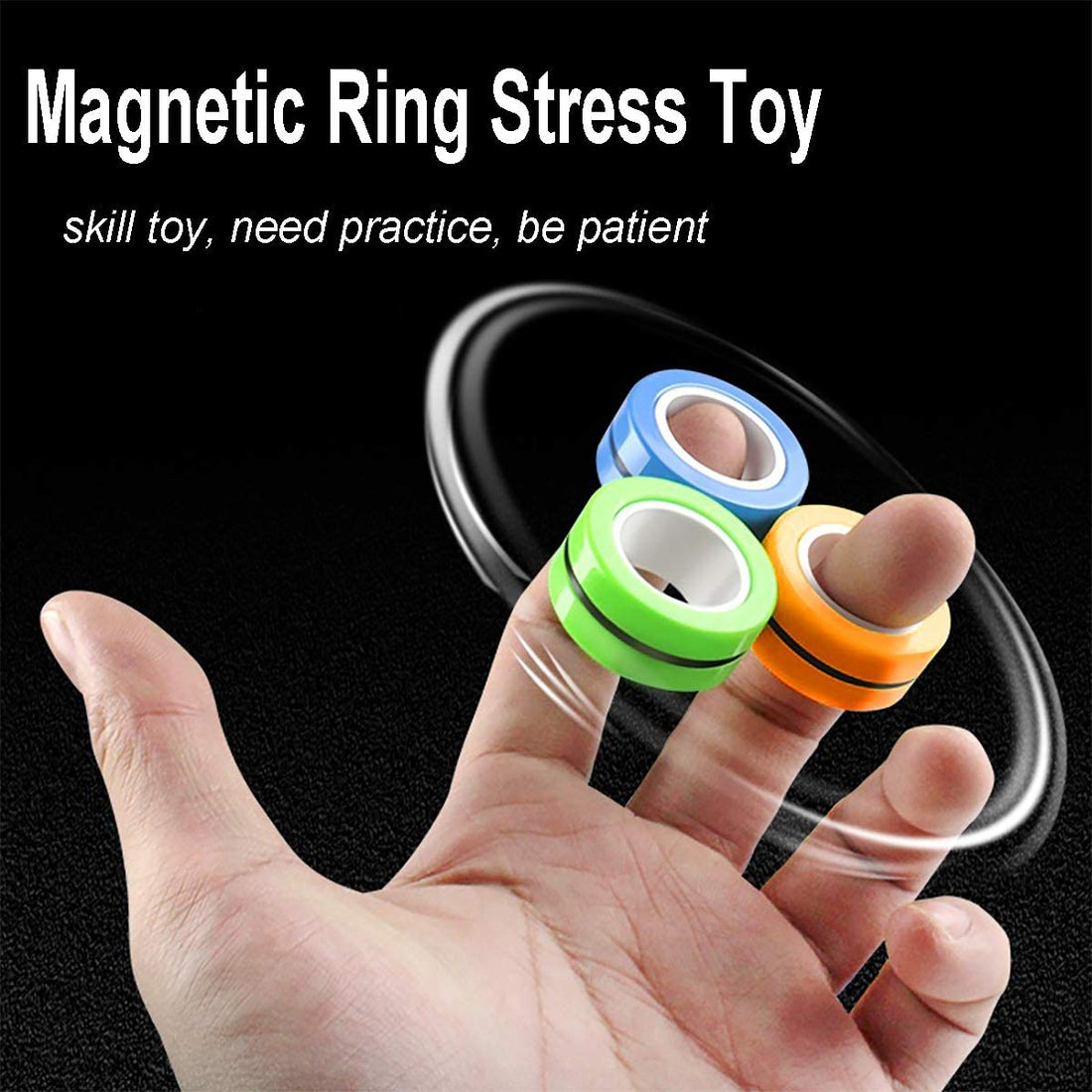 Pack of 3 Piece's - Random Color FinGears Magnetic Rings Anti-Stress FinGears Magnetic Ring Random Color Stress Relief Spinning Fidget Toy