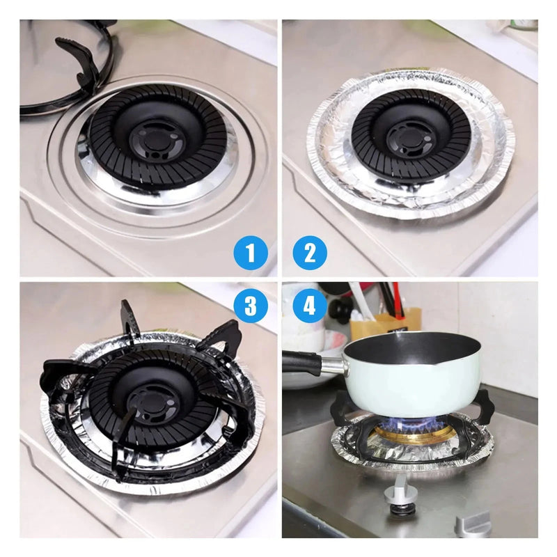 Pack of 10 - Disposable Aluminum Foil Round Gas Stove Burner Covers Techmanistan