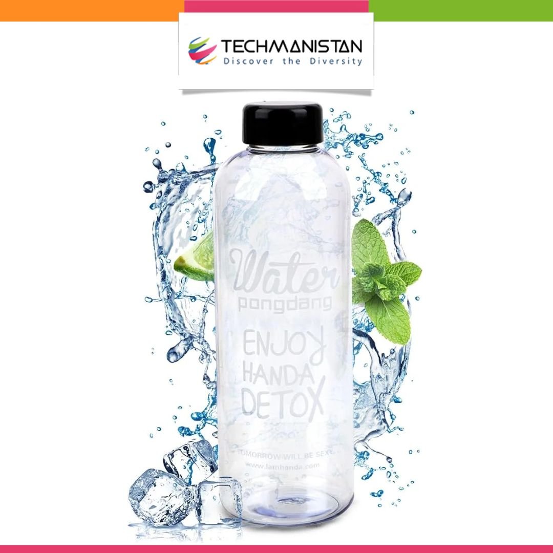 1 Liter Clear Glass Water Bottle with Random Logo - Techmanistan in Pakistan