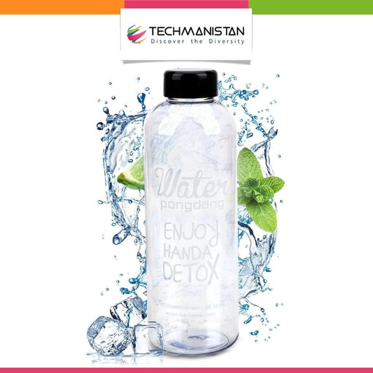 1 Liter Clear Glass Water Bottle with Random Logo - Techmanistan in Pakistan