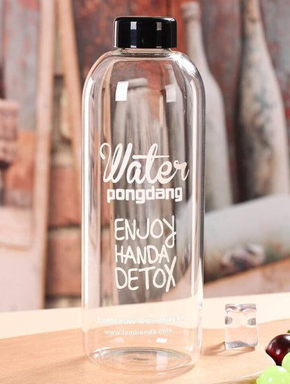1 Liter Clear Glass Water Bottle with Random Logo - Techmanistan in Pakistan
