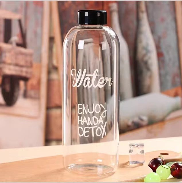 1 Liter Clear Glass Water Bottle with Random Logo - Techmanistan in Pakistan