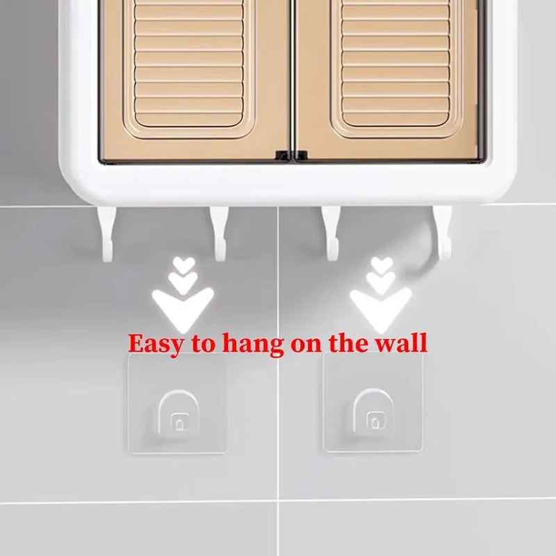 Wall Mounted Storage Cabinet - 3 Layer Punch Free Organizer Rack