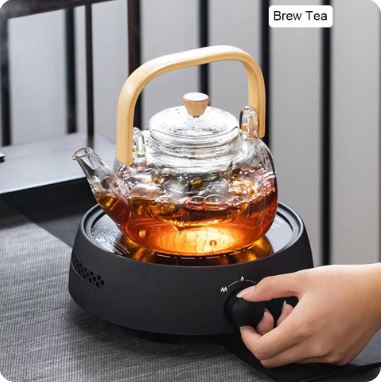 1000ml Glass Tea Kettle with Glass Filter & Wooden Handle - Techmanistan in Pakistan